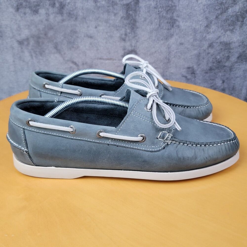 LL Bean Casco Bay Boat Shoes Moccasin Men's Size 11.5 EE Gray White Lace 233933